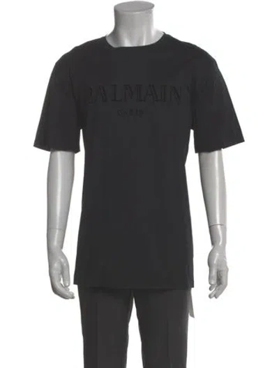 Pre-owned Balmain Graphic Print Crew Neck T-shirt In Gray