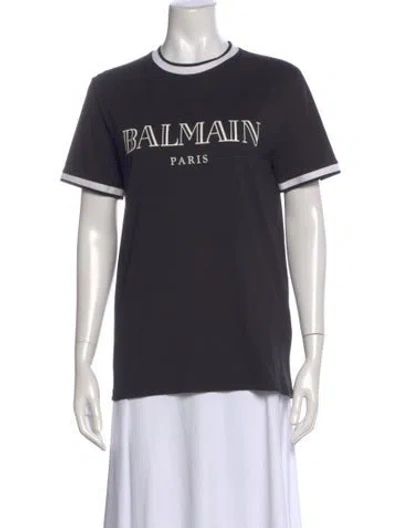 Pre-owned Balmain Graphic Print Crew Neck T-shirt In Gray