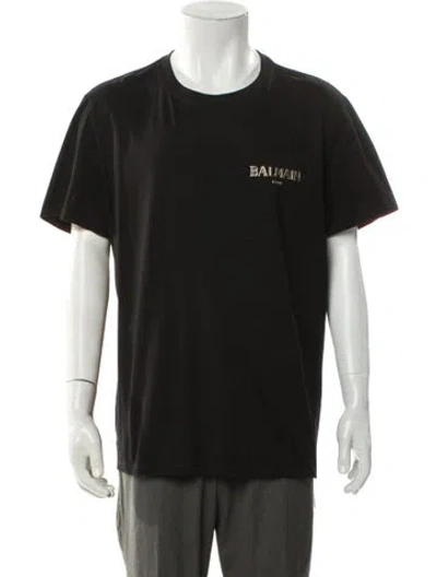 Pre-owned Balmain Graphic Print Crew Neck T-shirt In Gray
