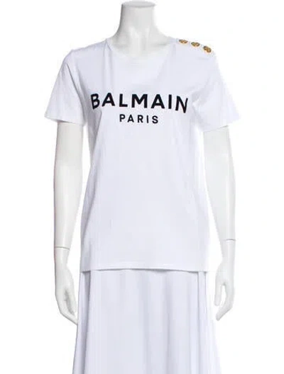 Pre-owned Balmain Graphic Print Crew Neck T-shirt In Gray