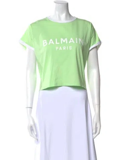 Pre-owned Balmain Graphic Print Crew Neck T-shirt In Green