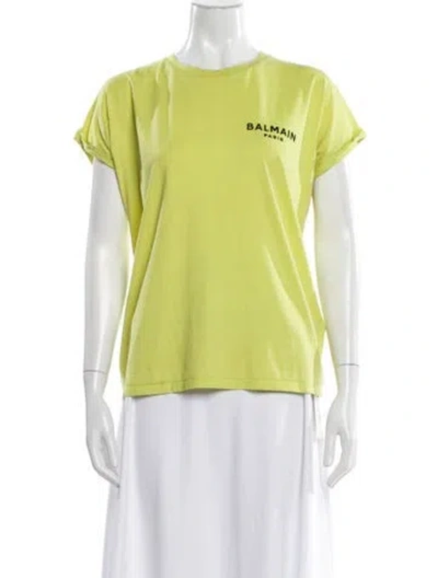 Pre-owned Balmain Graphic Print Crew Neck T-shirt In Green