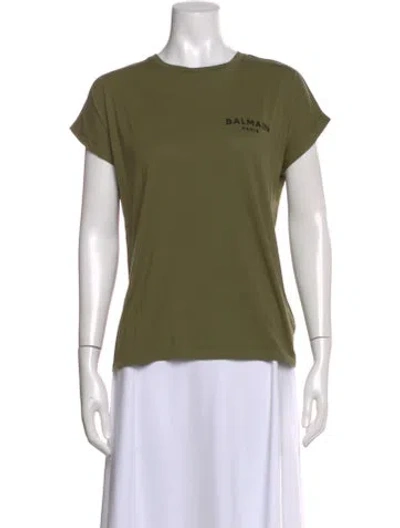 Pre-owned Balmain Graphic Print Crew Neck T-shirt In Green