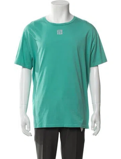 Pre-owned Balmain Graphic Print Crew Neck T-shirt In Green