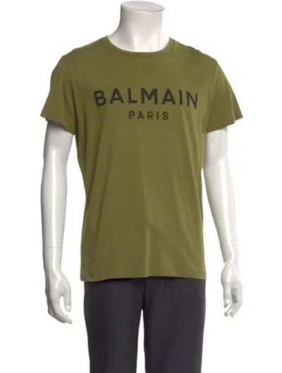 Pre-owned Balmain Graphic Print Crew Neck T-shirt In Green