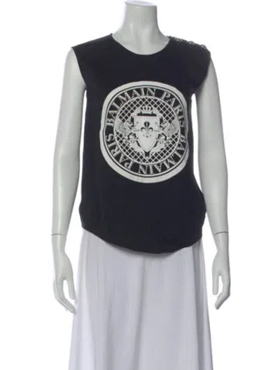 Pre-owned Balmain Graphic Print Crew Neck T-shirt In Multi