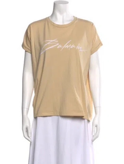 Pre-owned Balmain Graphic Print Crew Neck T-shirt In Neutral