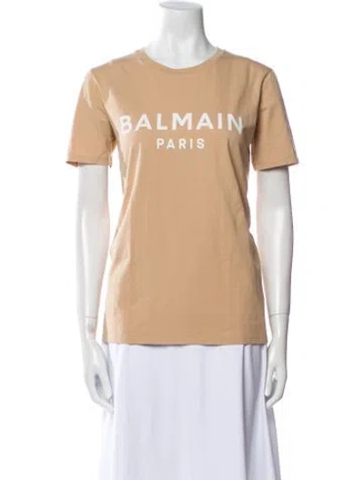 Pre-owned Balmain Graphic Print Crew Neck T-shirt In Neutral