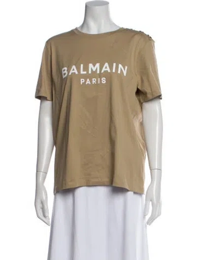 Pre-owned Balmain Graphic Print Crew Neck T-shirt In Neutral