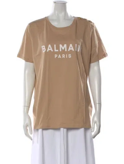 Pre-owned Balmain Graphic Print Crew Neck T-shirt In Neutral