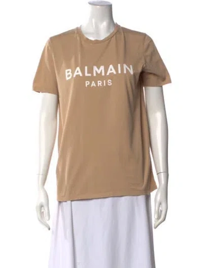 Pre-owned Balmain Graphic Print Crew Neck T-shirt In Neutrals