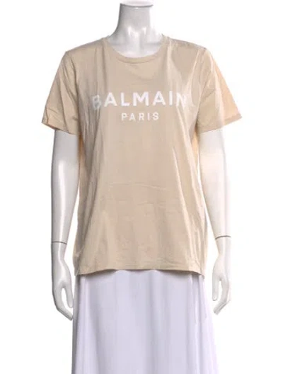 Pre-owned Balmain Graphic Print Crew Neck T-shirt In Neutrals
