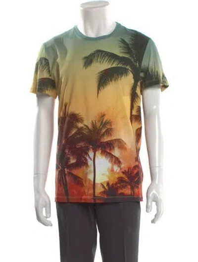 Pre-owned Balmain Graphic Print Crew Neck T-shirt In Orange