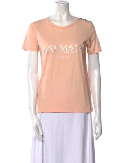 Pre-owned Balmain Graphic Print Crew Neck T-shirt In Pink