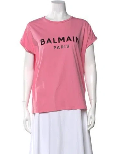 Pre-owned Balmain Graphic Print Crew Neck T-shirt In Pink