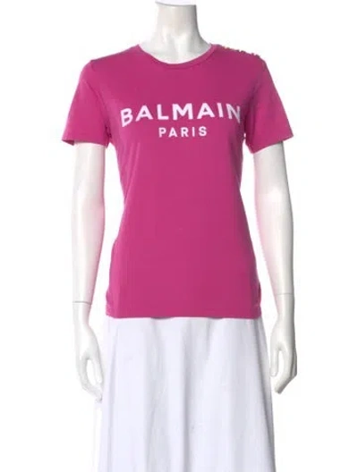 Pre-owned Balmain Graphic Print Crew Neck T-shirt In Pink