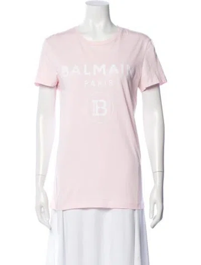 Pre-owned Balmain Graphic Print Crew Neck T-shirt In Pink