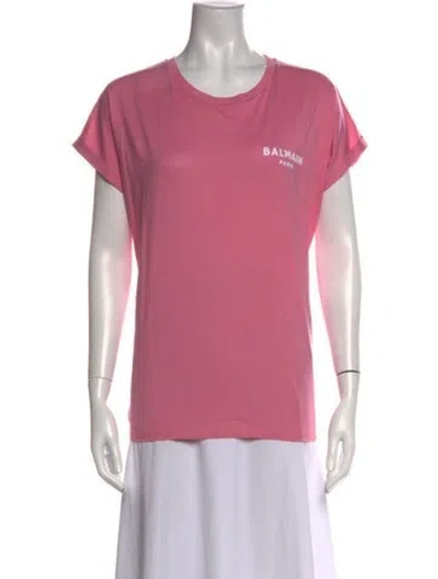 Pre-owned Balmain Graphic Print Crew Neck T-shirt In Pink