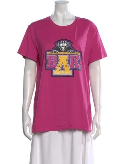 Pre-owned Balmain Graphic Print Crew Neck T-shirt In Pink
