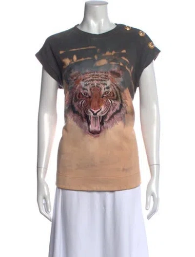 Pre-owned Balmain Graphic Print Crew Neck T-shirt In Pink