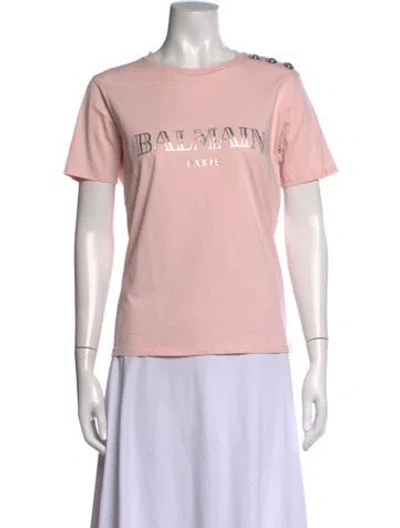 Pre-owned Balmain Graphic Print Crew Neck T-shirt In Pink