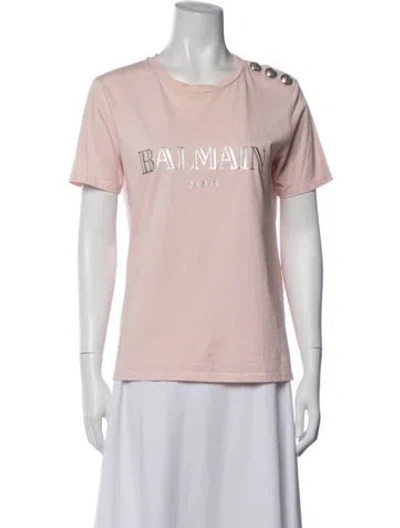 Pre-owned Balmain Graphic Print Crew Neck T-shirt In Pink
