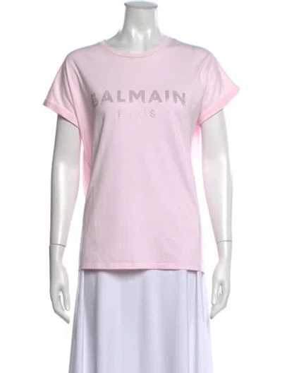 Pre-owned Balmain Graphic Print Crew Neck T-shirt In Purple