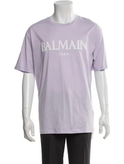 Pre-owned Balmain Graphic Print Crew Neck T-shirt In Purple