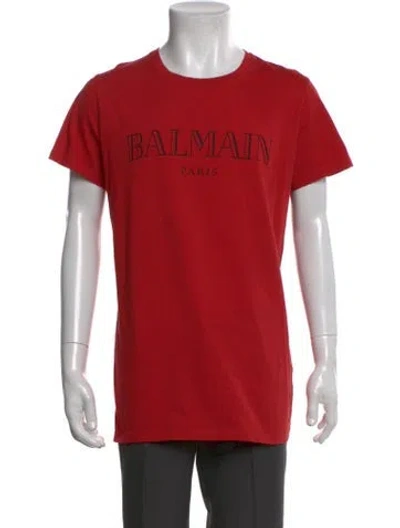 Pre-owned Balmain Graphic Print Crew Neck T-shirt In Red