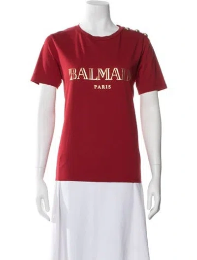 Pre-owned Balmain Graphic Print Crew Neck T-shirt In Red