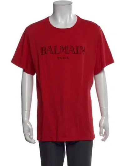 Pre-owned Balmain Graphic Print Crew Neck T-shirt In Red
