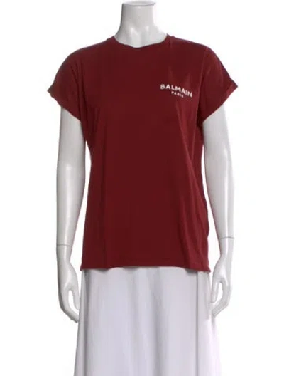 Pre-owned Balmain Graphic Print Crew Neck T-shirt In Red