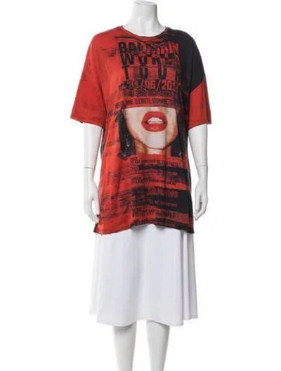 Pre-owned Balmain Graphic Print Crew Neck T-shirt In Red