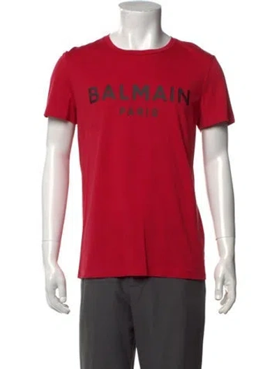 Pre-owned Balmain Graphic Print Crew Neck T-shirt In Red