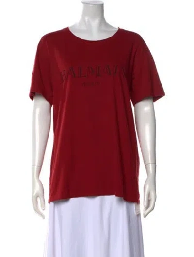 Pre-owned Balmain Graphic Print Crew Neck T-shirt In Red