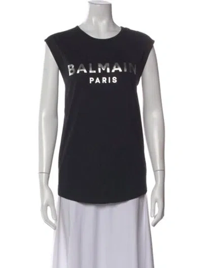 Pre-owned Balmain Graphic Print Crew Neck T-shirt W/ Tags In Black