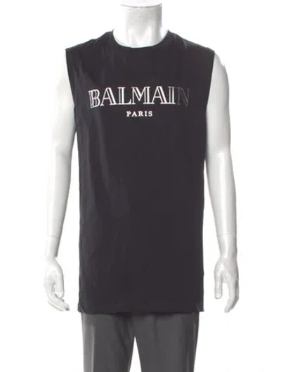Pre-owned Balmain Graphic Print Crew Neck T-shirt W/ Tags In Gray