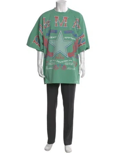 Pre-owned Balmain Graphic Print Crew Neck T-shirt W/ Tags In Green