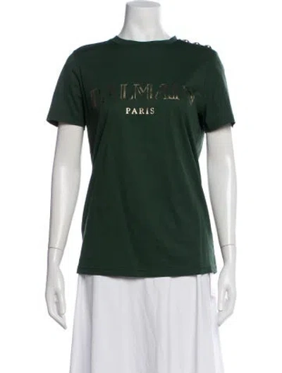 Pre-owned Balmain Graphic Print Crew Neck T-shirt W/ Tags In Green