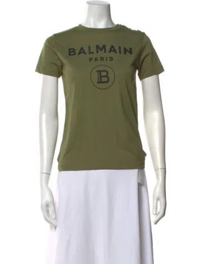 Pre-owned Balmain Graphic Print Crew Neck T-shirt W/ Tags In Green