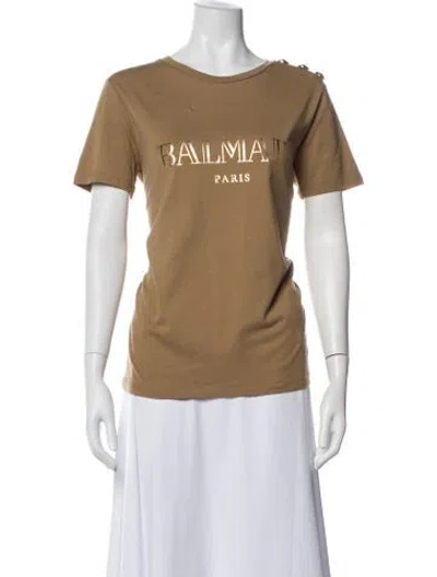 Pre-owned Balmain Graphic Print Crew Neck T-shirt W/ Tags In Neutral