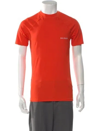 Pre-owned Balmain Graphic Print Crew Neck T-shirt W/ Tags In Orange