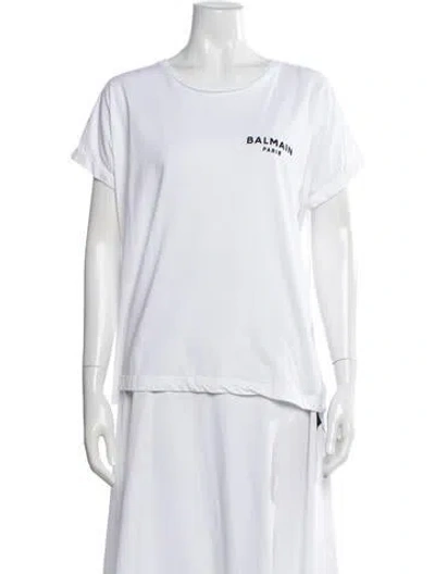 Pre-owned Balmain Graphic Print Crew Neck T-shirt W/ Tags In White