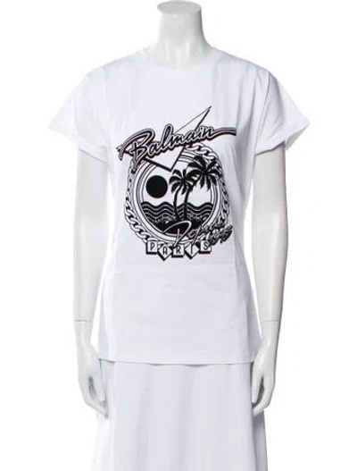 Pre-owned Balmain Graphic Print Crew Neck T-shirt W/ Tags In White