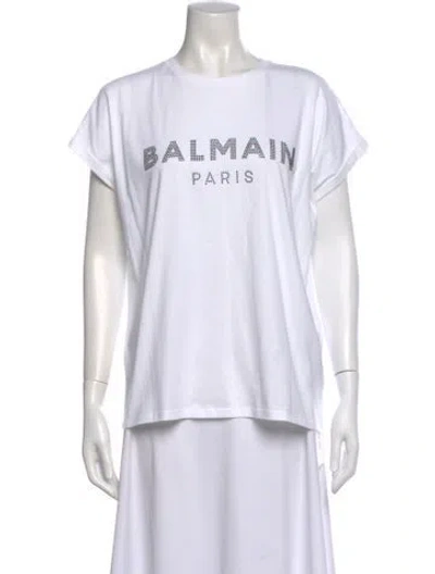 Pre-owned Balmain Graphic Print Crew Neck T-shirt W/ Tags In White