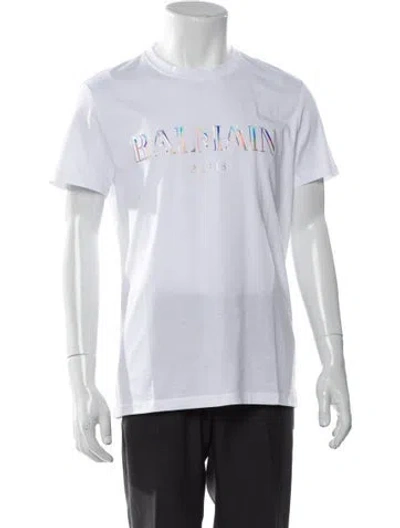 Pre-owned Balmain Graphic Print Crew Neck T-shirt W/ Tags In White