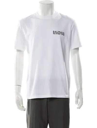 Pre-owned Balmain Graphic Print Crew Neck T-shirt W/ Tags In White