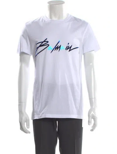 Pre-owned Balmain Graphic Print Crew Neck T-shirt W/ Tags In White