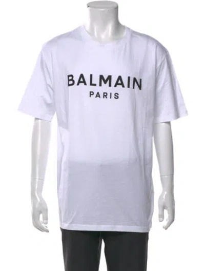 Pre-owned Balmain Graphic Print Crew Neck T-shirt W/ Tags In White