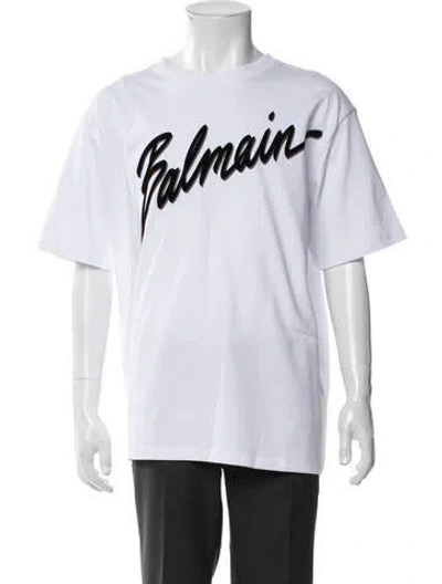 Pre-owned Balmain Graphic Print Crew Neck T-shirt W/ Tags In White